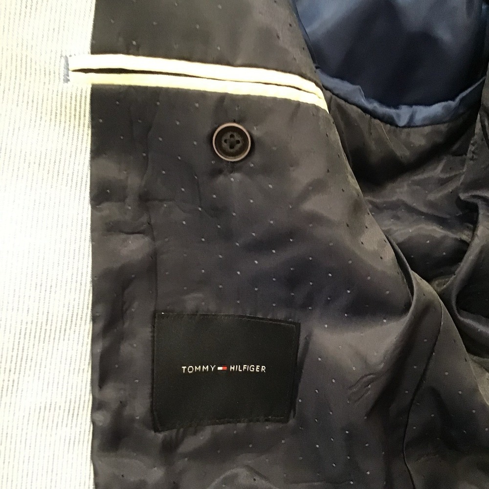 Tommy Hilfiger Mens Blazer Sports Coat Sear Sucker Blue Striped L44 Nautical - Picture 13 of 16